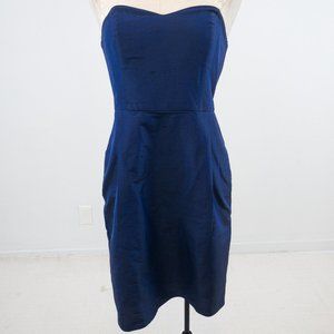 LulaKate 4/6 Silk Shantung Pearl Dress Navy Blue